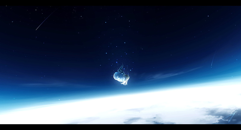 starry night, 1080P, fantasy art, clouds, anime, Nengoro, original characters, anime girls