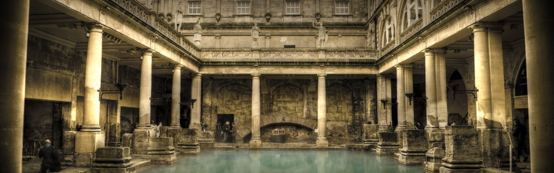 building, concrete, Roman baths, columns, white, architecture, 2K, gray