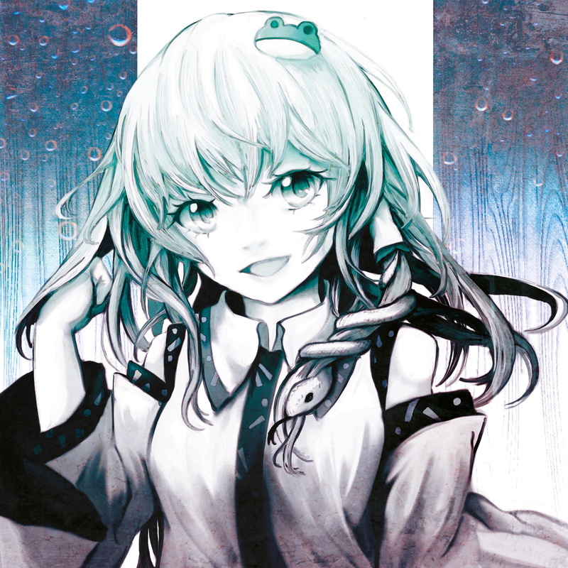 snakes, clothes, touhou, open, green, ornaments, miko, mouth, games, hair, japanese, sanae, 1080P, sleeves, eyes, video, anime, kochiya, detached, girls