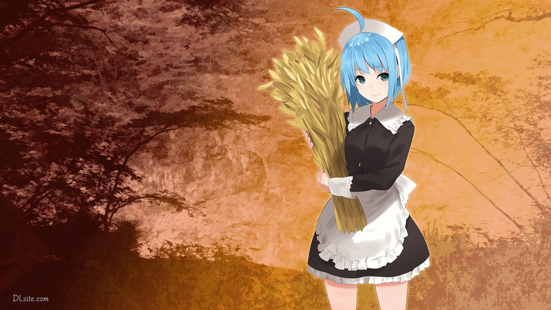 anime girls, wheat, maid outfit, 1080P, original characters, ahoge, Elle Sweet, anime
