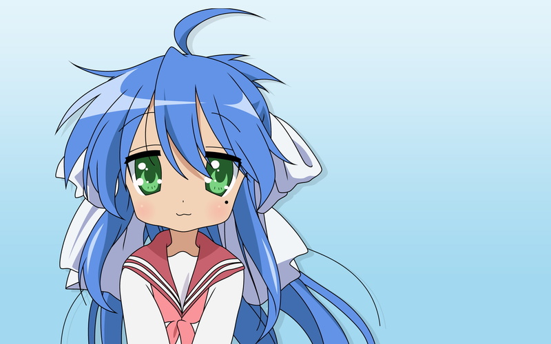 art and craft, anime girls, school uniform, 1080P, representation, multi colored, day, no people, long hair, Lucky Star, studio shot, green color, clear sky