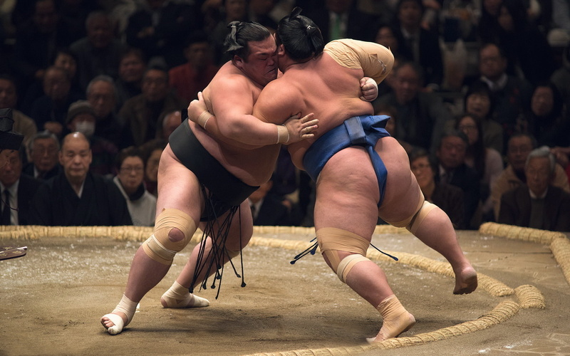 skill, arts culture and entertainment, women, two people, athlete, incidental people, sumo, dancing, focus on foreground, spectator, real people, stage