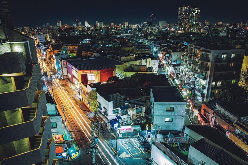architecture, tower, building, towers, way, night, tokyo, panoramic, cities, japon, bridges, japan, rivers, 720P, panorama, light, ray, monuments