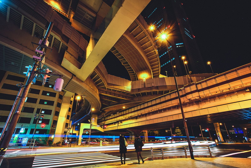 tower, rivers, japon, cities, japan, bridges, way, light, monuments, building, ray, 720P, panoramic, architecture, towers, night, tokyo, panorama