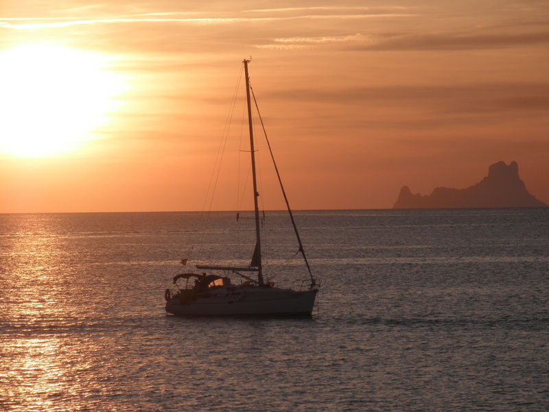 nature, sea, beauty in nature, tranquil scene, outdoors, sailboat, sunset, transportation, sky, water, scenics - nature, pole, formentera, nautical vessel