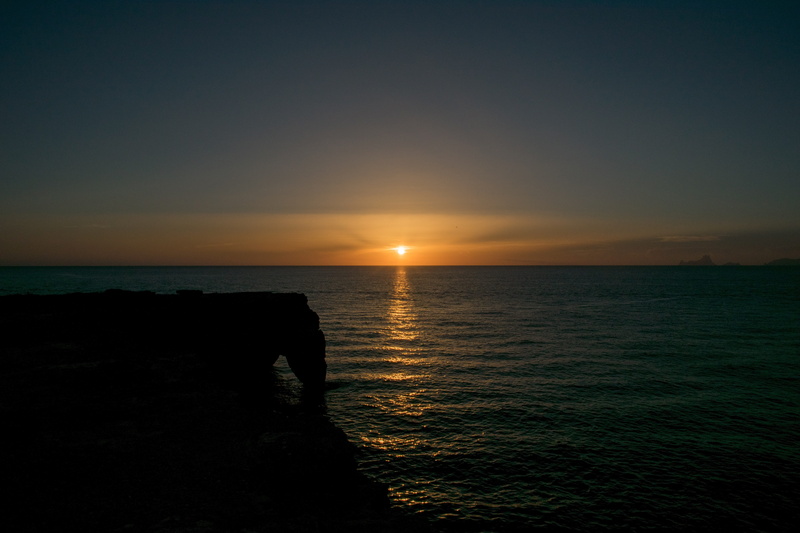 waterfront, reflection, formentera, sunlight, scenics - nature, no people, tranquil scene, sunset, non-urban scene, idyllic, water, horizon, sky, sea, outdoors