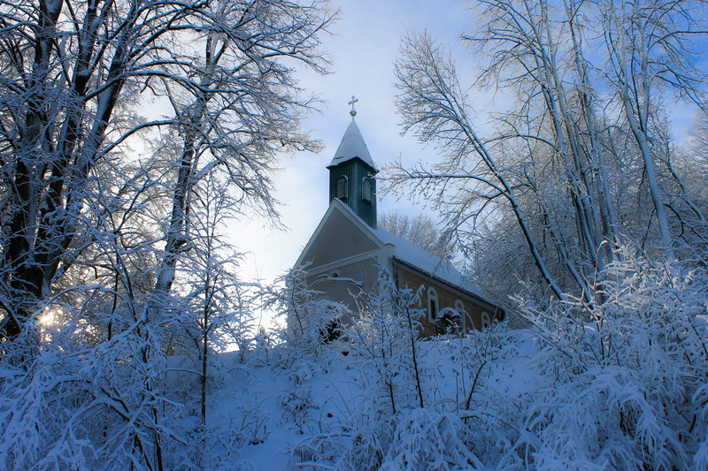 place of worship, no people, building, built structure, spirituality, architecture, Winter, Lights, branch, Church, belief, nature, kisújbánya, spire, eastern mecsek