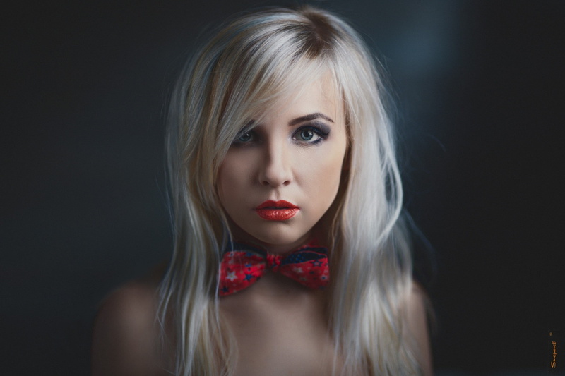 long, printed, 1080P, bow, red lips, hair, white, face, blonde, women, long hair, red, lips, star