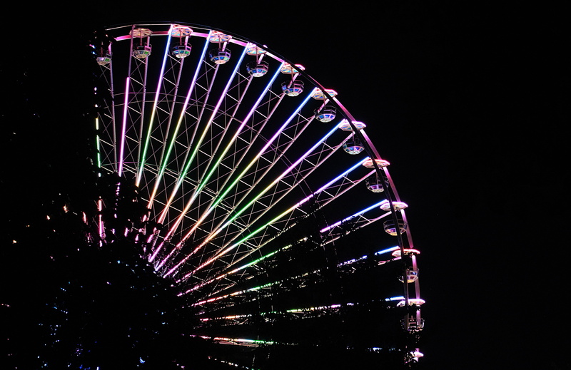 joy, lights, ferriswheel, carnies, ferris Wheel, year market, amusement park ride, nature, outdoors, romantic, gondolas, multi colored, excitement, amusement Park