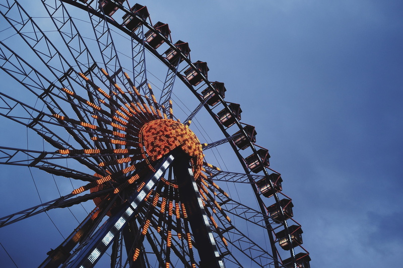 utility pole, arts culture and entertainment, wheel, no people, germany, flare, orange, 4K, machine, leisure activity, sphere, enjoyment, excitement, theme park