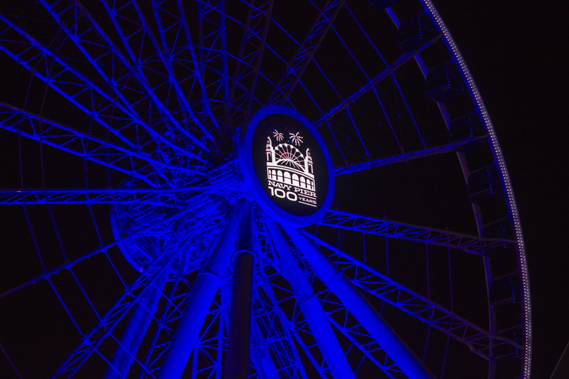 light - natural phenomenon, chicago, lights, shape, amusement park ride, no people, pattern, spoke, technology, night, architecture, turned, ferriswheel