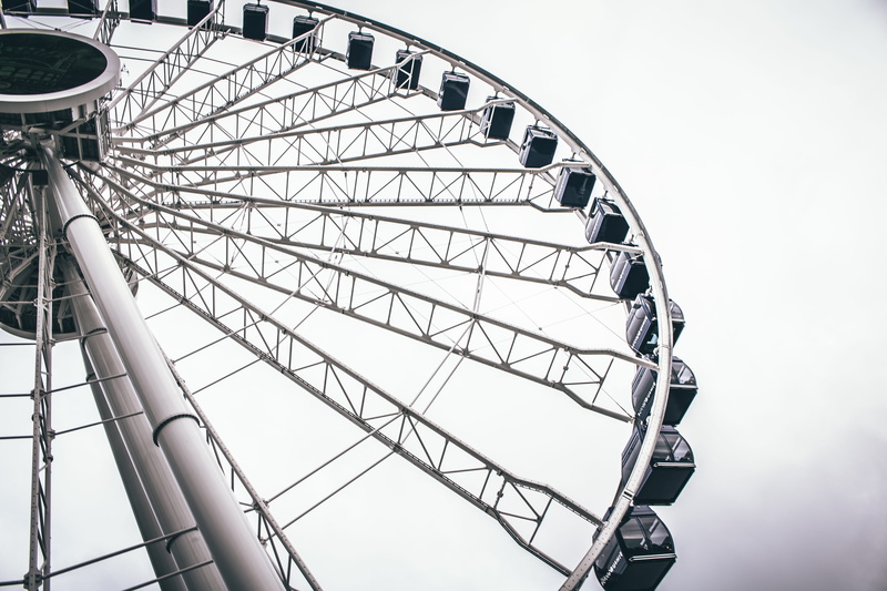 bleached, arts culture and entertainment, photography, structure, car, daytime, carnival ride, s, metal, clear sky, amusement park ride, fun, no people