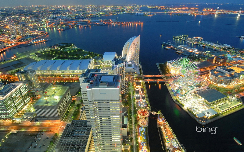 sea, Yokohama, high, 1080P, beside, aerial, Port, photography, building, rise