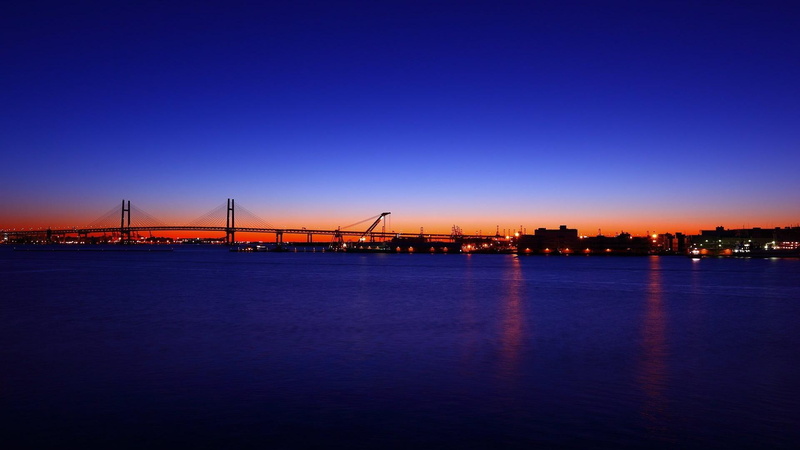 yokohama, bay, port, golden, gate, nature and landscapes, dusk, 1080P, bridge