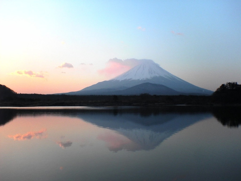 japan, sunrise, mist, 480P, hd, lake, fuji, mountain, water, nature