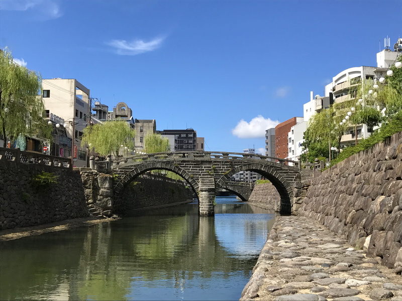 megane bridge, japan, glasses, arch, stone wall, bridge, building, transportation, reflection, river, building exterior, ishibashi, bridge - man made structure