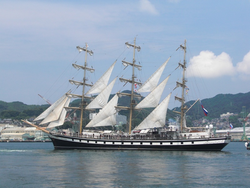 mast, sailing ship, 1080P, cloud - sky, nagasaki, ship, nautical vessel, sailing, waterfront, outdoors, sky, sailboat, nagasaki port, mode of transportation