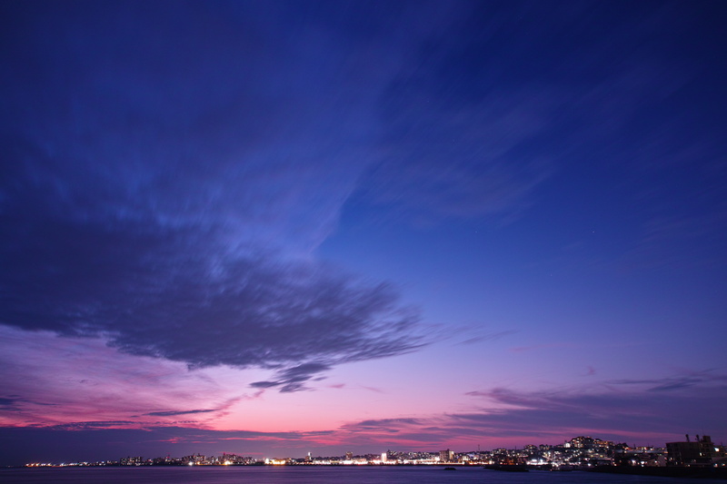 night city, japan, panorama, sunset, hyogo, 4K, horizon