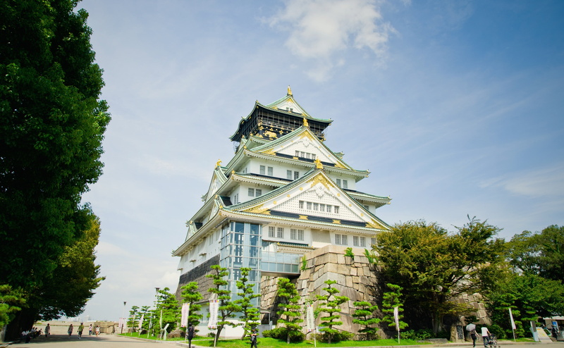 Asia, History, the past, built structure, building exterior, Japan, 4K, outdoors, sky, place of worship, belief, white, osakashi, Castle, chuoku, cloud - sky