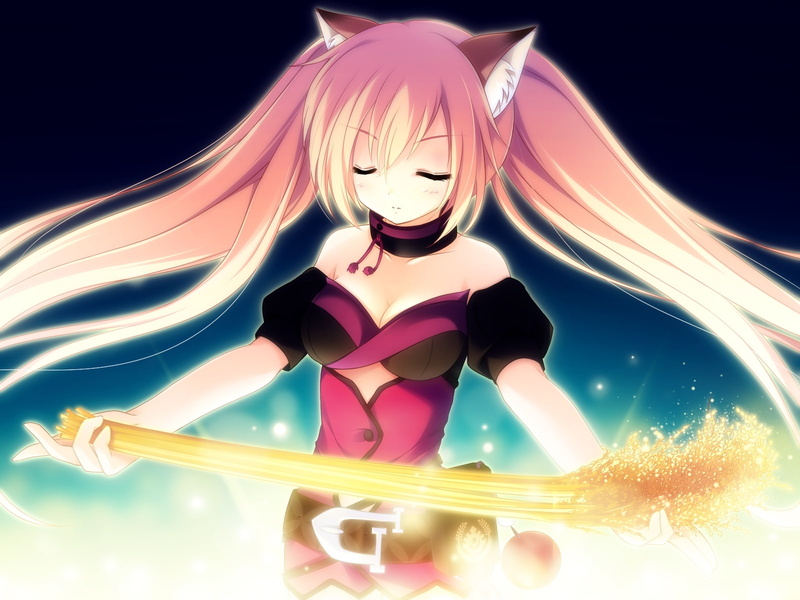 toyokusa, animal, inari, game, hair, motoi, 720P, kami, ayumu, eyes, blonde, purple, ears, love