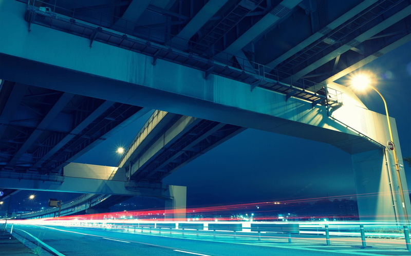 bridge, lights, concrete, 1080P, japan, tokyo, urban, gray, night