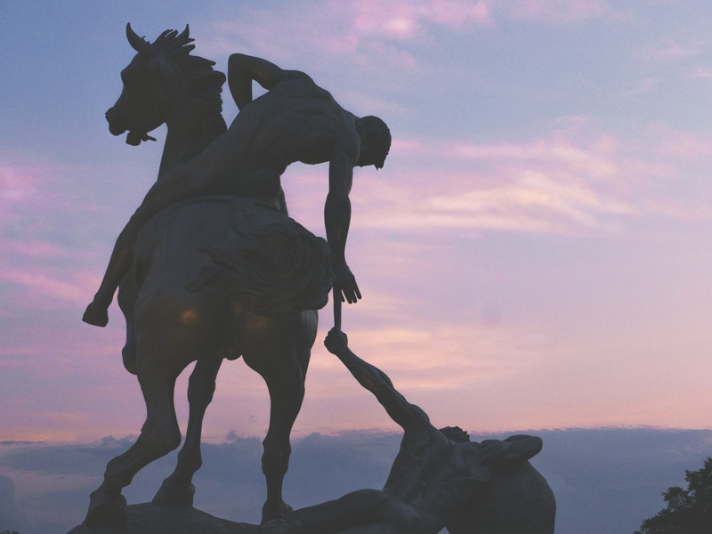 pets, silhouette, sunset, canine, horse, domestic, livestock, norfolk, domestic animals, vertebrate, statue, clouds, sculpture, animal themes, animal, united states