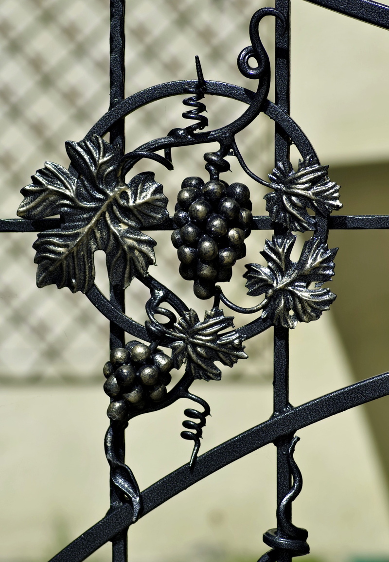 day, fruit, gateway, no people, grapes, emblem, focus on foreground, logo, metal, outdoors, safety, symbol, black color, zielona gora, forged, boundary