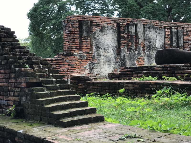 no people, stairs, spirituality, flagstone, history, monk, path, place of worship, thailand, tree, ancient, building exterior, outdoors, temple, walkway