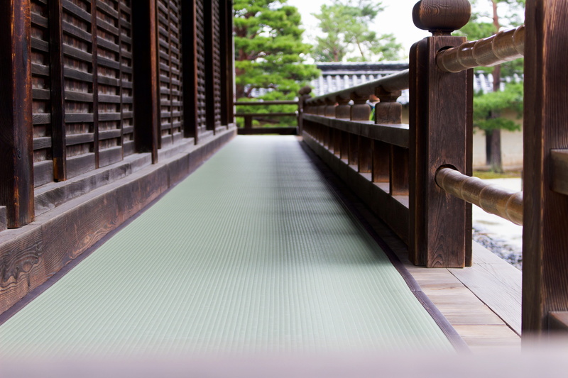 banister, japan, flooring, text, label, temple, deck, handle, architectural column, plant, direction, zen, the way forward, building, path, architecture