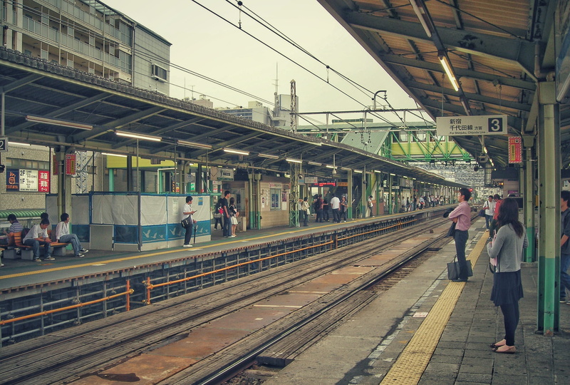 railroad station, people, full length, station, outdoors, travel, waiting, electricity, built structure, city, adult, mukogaokayuen station, rail transportation