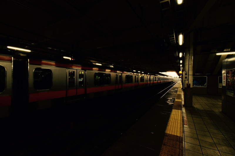 station, railroad station, train, platform, illuminated, subway train, railroad station platform, architecture, tokyo, light, public transportation, track