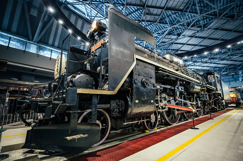 the tokyo railway museum, locomotive, adult, railroad station, metal, Tokyo, mode of transportation, day, steam train, railway, public transportation, station