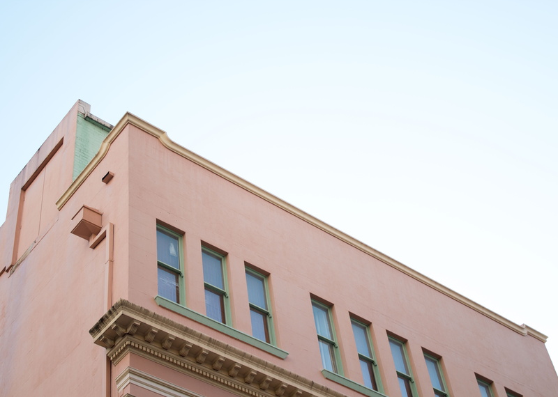 4K, outdoors, architectural, row house, residential district, modern, daytome, city, blue, concrete, top, photography, copy space, sky, minimal architecture