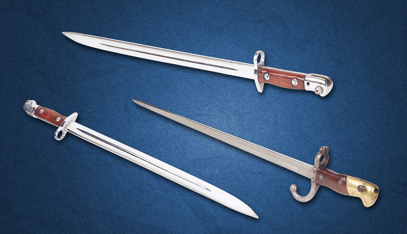 ammunition, steel arms, antique, special, garda, leather, shape, blade, weapon, blue, 2K, no people, steel, sharp, bayonet, two objects, still life, studio shot