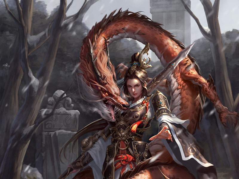 Women Warrior, Sword, Woman Warrior, Woman, Armor, 1080P, Fantasy, Warrior, Dragon