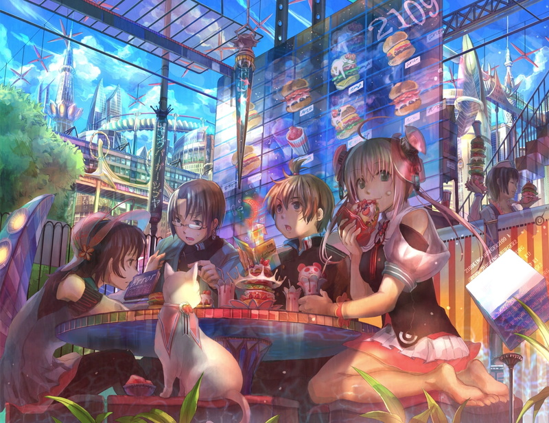 fuji, cats, 720P, shading, x, art, hd, choko, soft, food, animals