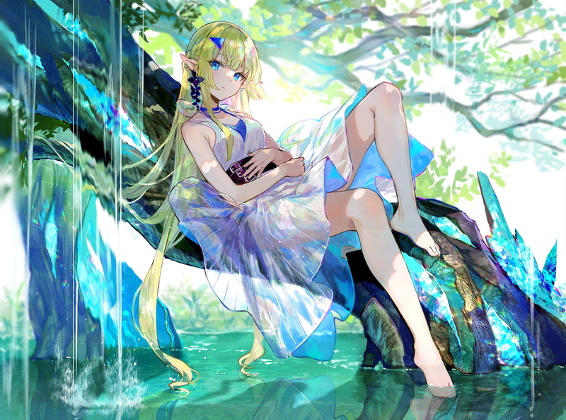 anime, 1080P, blonde, barefoot, fuzichoco, anime girls