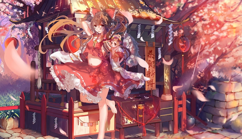 legs, red ribbon, 720P, navels, miko, Touhou, Hakurei Reimu