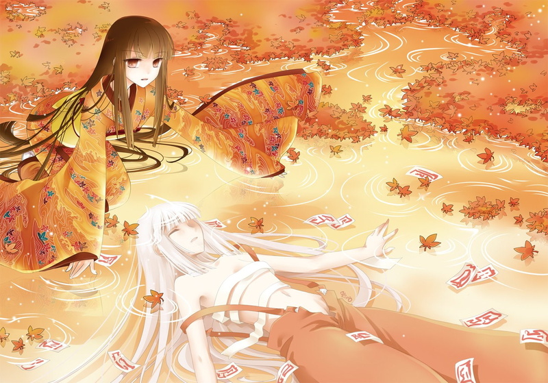 Touhou, 720P, Anime, Kaguya Houraisan, Fujiwara no Mokou