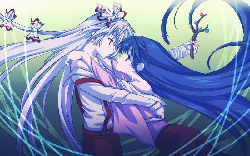 Anime, 1080P, Touhou, Fujiwara no Mokou, Kaguya Houraisan