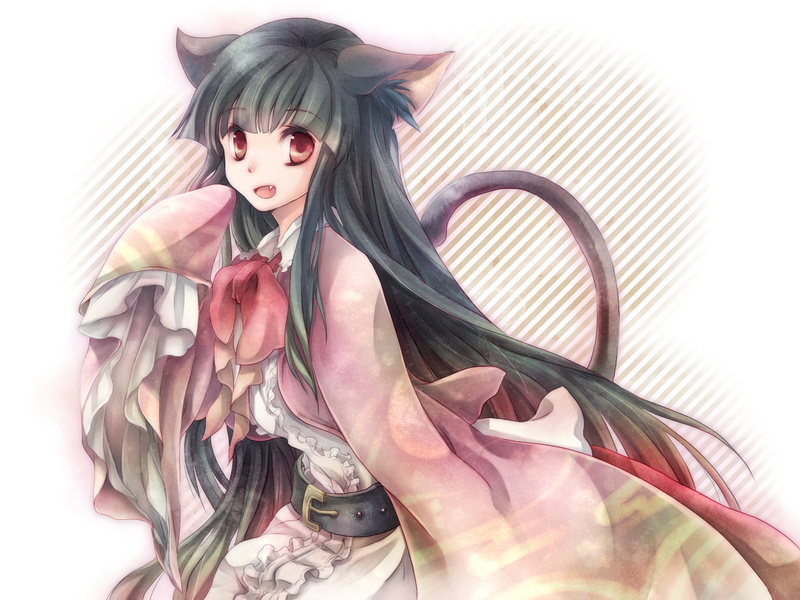 houraisan, 720P, catgirl, fang, kaguya, tail, toropp, touhou, ears, animal