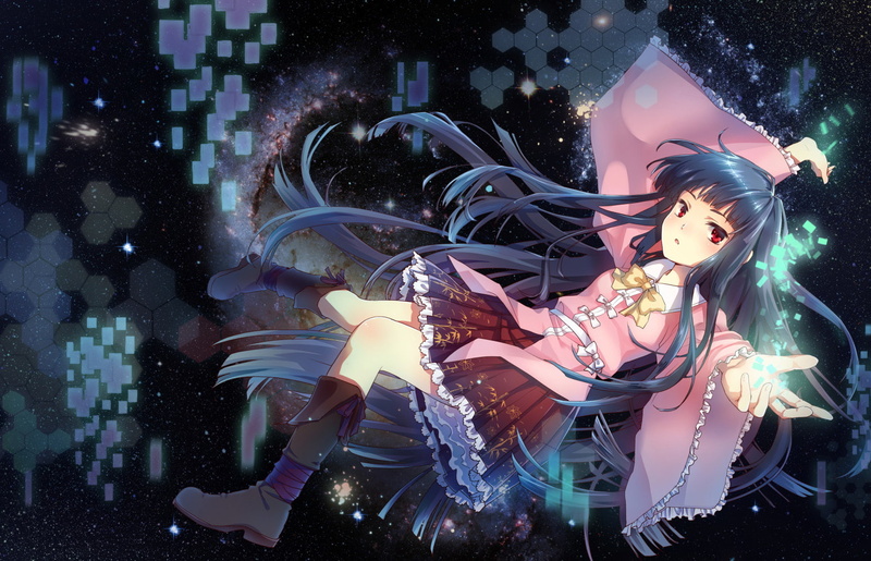 red, houraisan, eyes, boots, kaguya, hair, 720P, touhou, black, yezhi