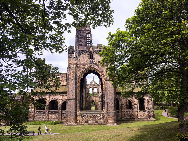 leeds, kirkstall abbey, travel destinations, ancient, ruins, religion, england, yorkshire, building, plant, place of worship, grass, green color, kirkstall