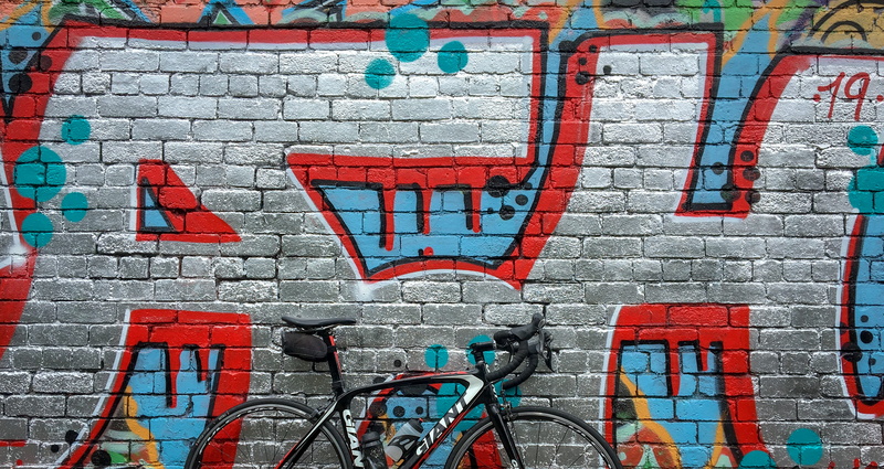 bicycle, transportation, 17 viaduct rd, built structure, bike, backgrounds, mural, travel, western script, vehicle, west yorkshire, graffiti, wall - building feature