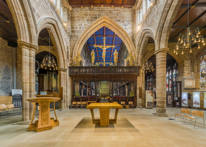 West Yorkshire, interior, Wakefield Cathedral Rood Screen, 8K, UK