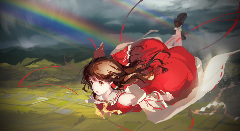 nature, beauty in nature, art and craft, Hakurei Reimu, real people, outdoors, leisure activity, flying, plant, vulnerability, fragility, 1080P, young women
