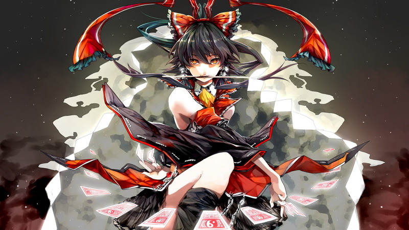 anime girls, three quarter length, one person, close-up, art and craft, bird, indoors, Touhou, reflection, craft, black background, studio shot, anime