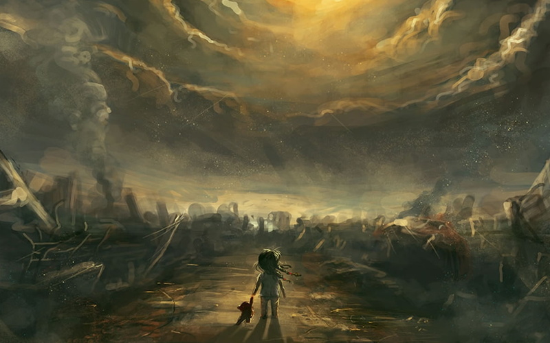 plush, ground, child, digital/artwork, hd, drawing, toy, 720P, illustration, apocalypse