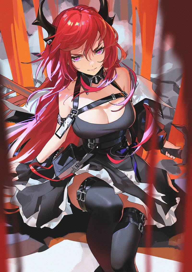 anime girls, Arknights, 1080P, redhead, horns, Surtr (Arknights), anime, kirino ttk