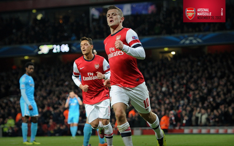 Arsenal, The Gunners, Football Club, players, Jack Wilshere, background, Mesut Ozil, 1080P